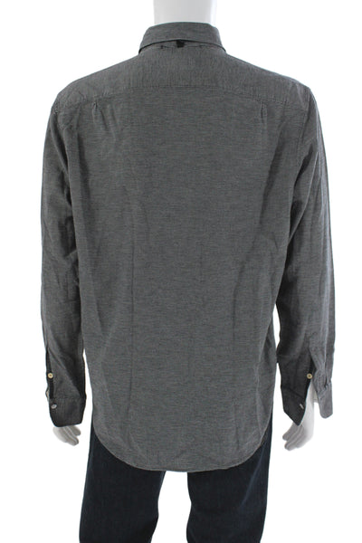 Rag & Bone Mens Cotton Collared Button Down Shirt Black Size L