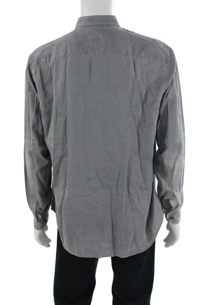 Armani Collezioni Mens Cotton Collared Button Up Top Gray Size XL