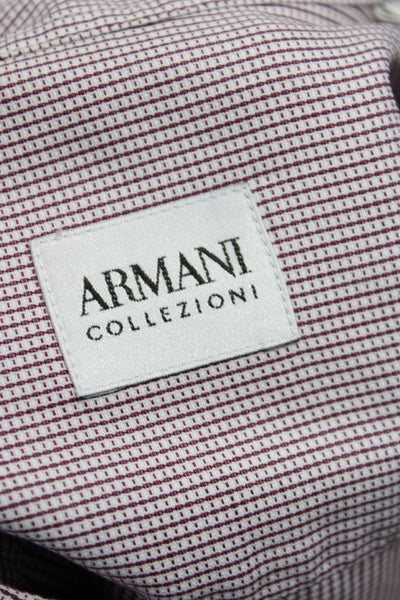 Armani Collezioni Mens Cotton Striped Collared Button Up Top Red Size XL