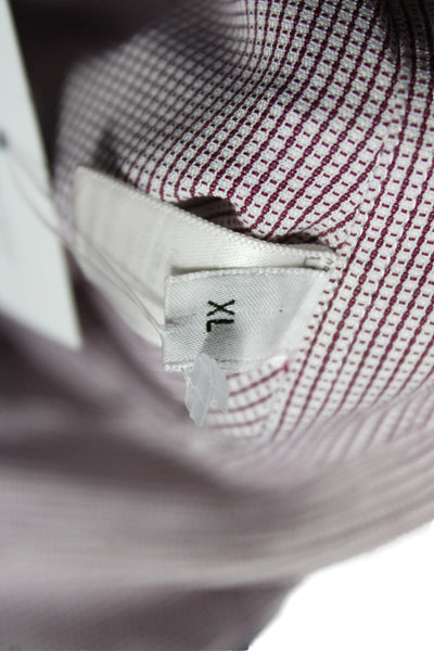Armani Collezioni Mens Cotton Striped Collared Button Up Top Red Size XL