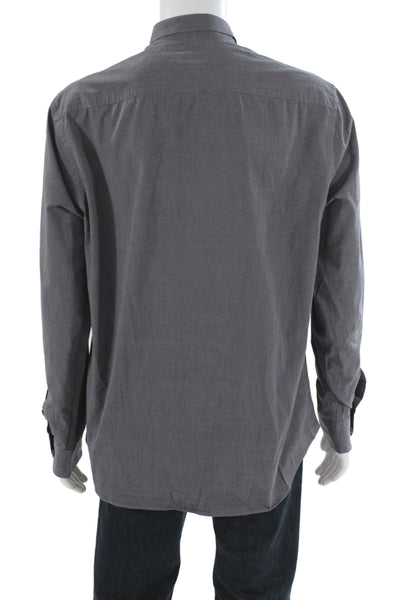 Armani Collezioni Mens Cotton Collared Button Up Top Gray Size XL