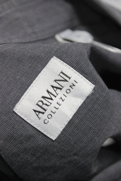 Armani Collezioni Mens Cotton Collared Button Up Top Gray Size XL