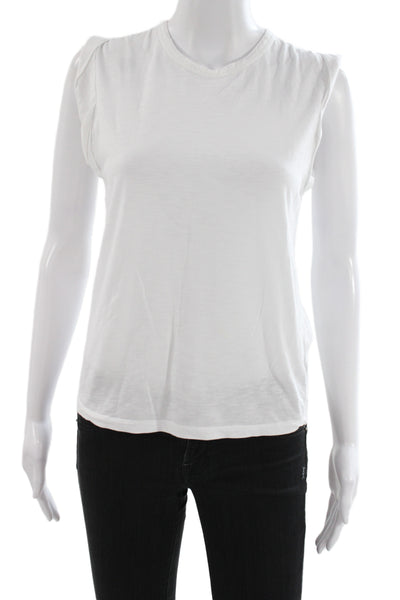 Veronica Beard Womens White Sleeveless Crew Neck Pima Cotton T-Shirt Size XS
