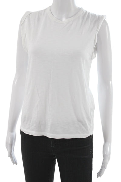 Veronica Beard Womens White Sleeveless Crew Neck Pima Cotton T-Shirt Size XS
