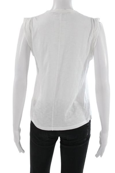 Veronica Beard Womens White Sleeveless Crew Neck Pima Cotton T-Shirt Size XS