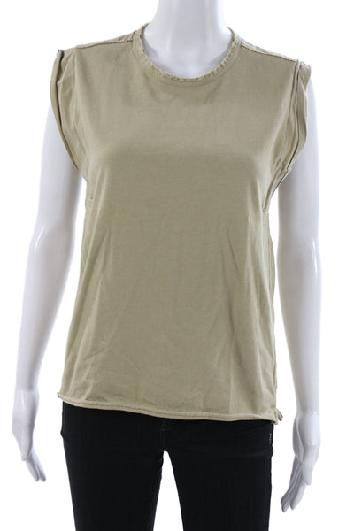 Rag & Bone Women Basic Beige Organic Cotton Crewneck Sleeveless T-Shirt Size XS