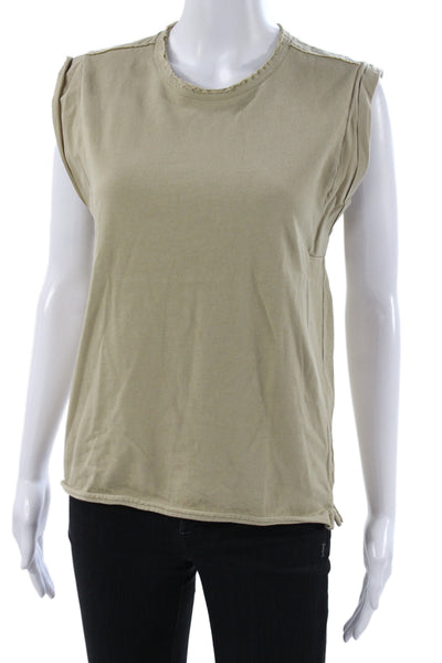 Rag & Bone Women Basic Beige Organic Cotton Crewneck Sleeveless T-Shirt Size XS