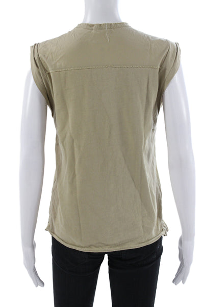 Rag & Bone Women Basic Beige Organic Cotton Crewneck Sleeveless T-Shirt Size XS
