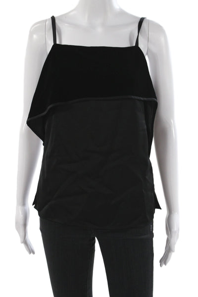 Helmut Lang Women Black Viscose Square Neck Zip Camisole Minimalist Size 0