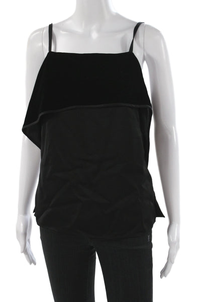Helmut Lang Women Black Viscose Square Neck Zip Camisole Minimalist Size 0
