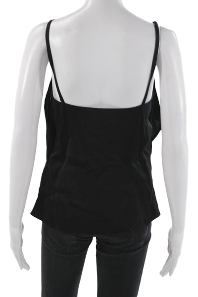 Helmut Lang Women Black Viscose Square Neck Zip Camisole Minimalist Size 0