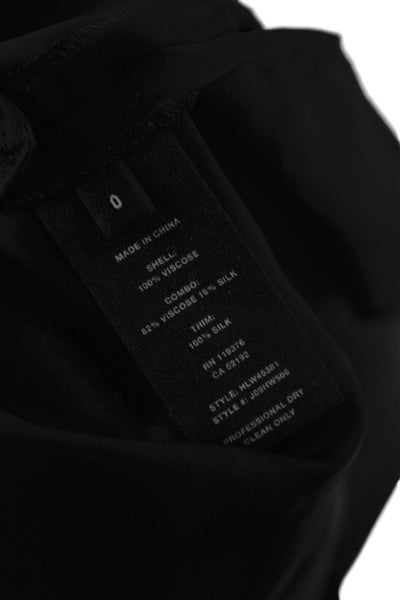 Helmut Lang Women Black Viscose Square Neck Zip Camisole Minimalist Size 0