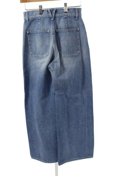 Veronica Beard Women Wide-Leg Jeans Blue High-Rise Cotton Size 25