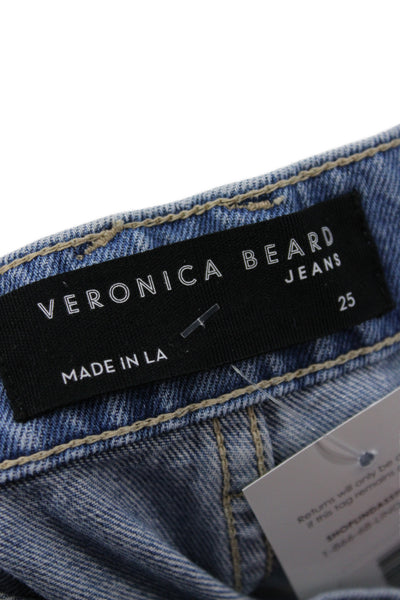 Veronica Beard Women Wide-Leg Jeans Blue High-Rise Cotton Size 25