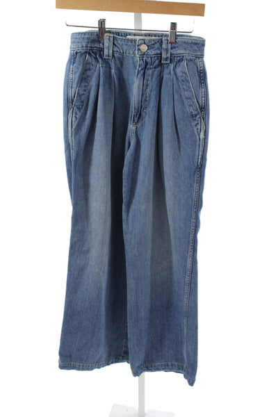 Amo Women Blue Wide-Leg High-Rise Jeans 28in 100% Cotton Size 23