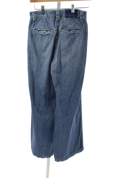 Amo Women Blue Wide-Leg High-Rise Jeans 28in 100% Cotton Size 23