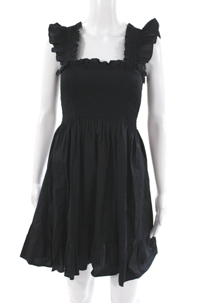 Hill House Womens Black Mini Dress Square Neck Sleeveless Cotton Size XS