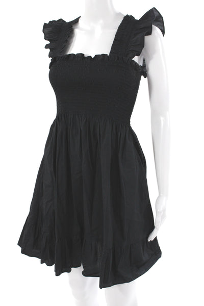 Hill House Womens Black Mini Dress Square Neck Sleeveless Cotton Size XS