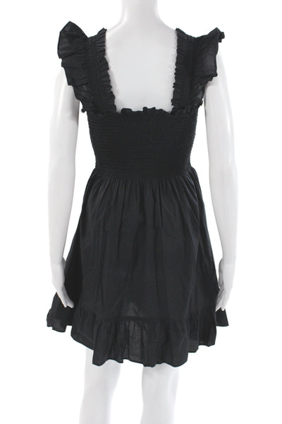 Hill House Womens Black Mini Dress Square Neck Sleeveless Cotton Size XS