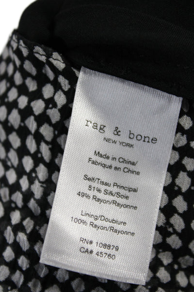 Rag & Bone Womens Blouson Mini Dress Black V-Neck Silk Petite Size S