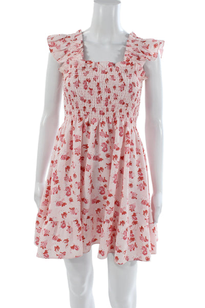 Hill House Womens Pink Floral Mini Dress Square Neck Sleeveless Size XS