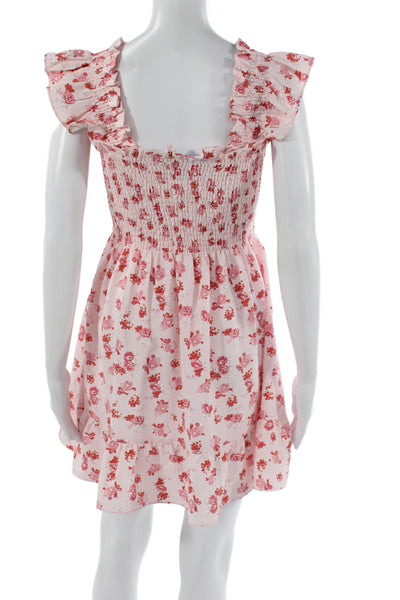 Hill House Womens Pink Floral Mini Dress Square Neck Sleeveless Size XS