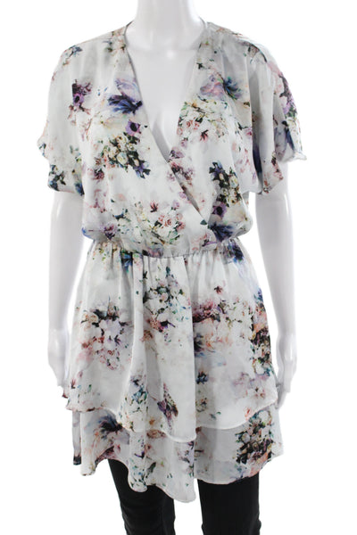 Show Me Your Mumu Womens Wrap Dress White Floral V Neck Size S