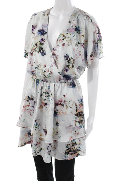 Show Me Your Mumu Womens Wrap Dress White Floral V Neck Size S