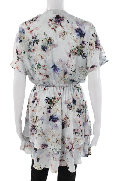 Show Me Your Mumu Womens Wrap Dress White Floral V Neck Size S