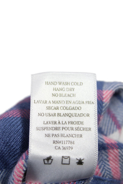 Rails Women Collared Plaid Rayon Long Sleeve Button-Up Blue Size M
