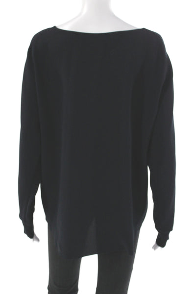 Vince Womens Pullover Sweater Black Boat Neck Long Sleeve Size M
