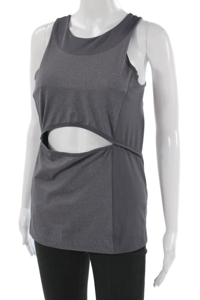 Adidas by Stella McCartney Womens Front Cut Out Sleeveless Active Top Gray Sz M