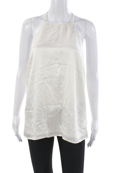 Cami NYC Women Camisole White Silk Halter Sleeveless Minimalist Size L