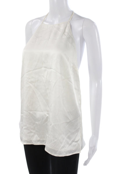Cami NYC Women Camisole White Silk Halter Sleeveless Minimalist Size L