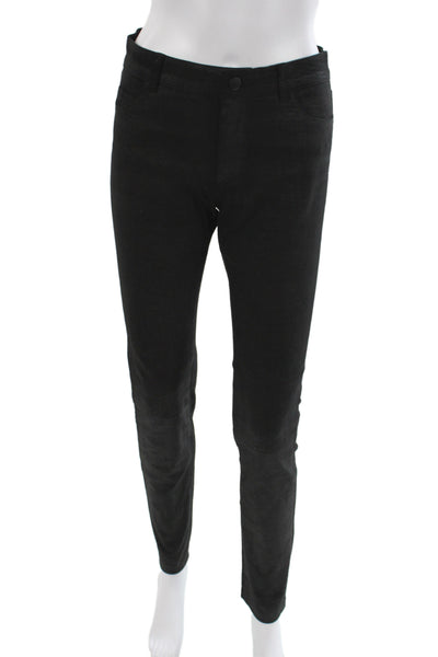 Vince Women Leather Ankle Pants Black Size 8