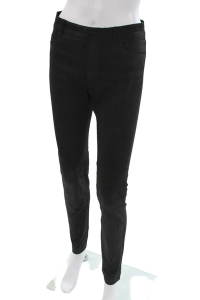 Vince Women Leather Ankle Pants Black Size 8