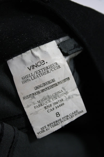 Vince Women Leather Ankle Pants Black Size 8