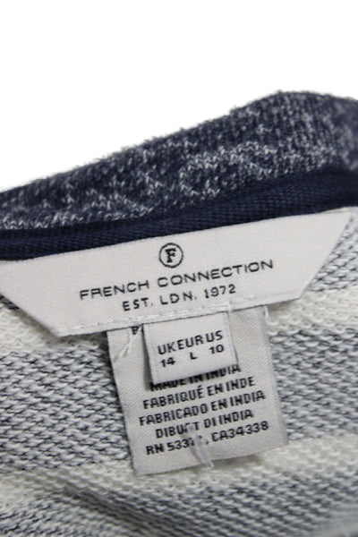 French Connection Women Blue Striped T Shirt Dress Short Sleeve Cotton Size 10
