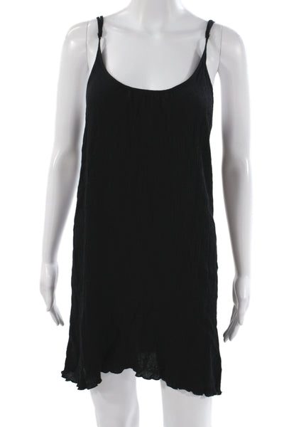 Elan Womens Black Mini Dress Scoop Neck Sleeveless Rayon Beach Size L