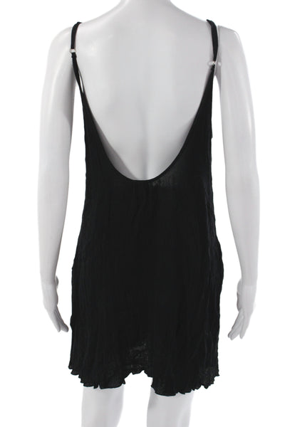 Elan Womens Black Mini Dress Scoop Neck Sleeveless Rayon Beach Size L