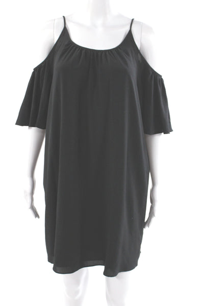 French Connection Women Short Sleeve Scoop Neck Black Shift Dress Size S