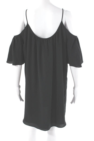 French Connection Women Short Sleeve Scoop Neck Black Shift Dress Size S