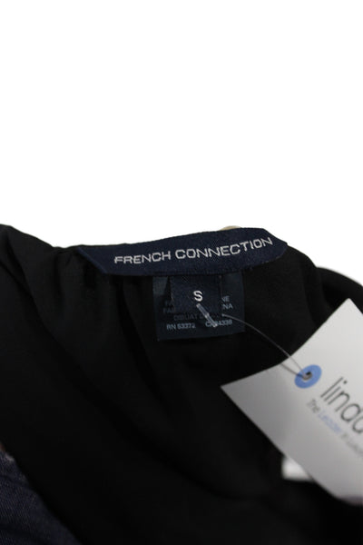 French Connection Women Short Sleeve Scoop Neck Black Shift Dress Size S