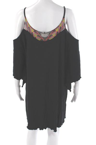 Becca by Rebecca Virtue Women Black Shift Coverup Short Sleeve Size 0X