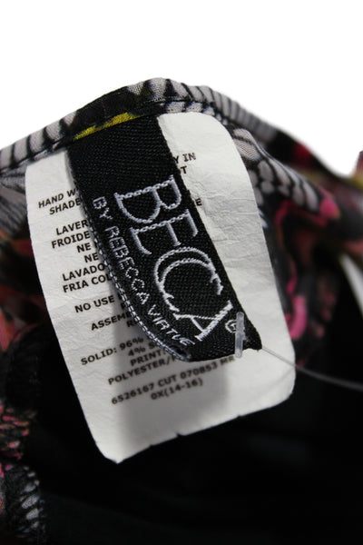 Becca by Rebecca Virtue Women Black Shift Coverup Short Sleeve Size 0X