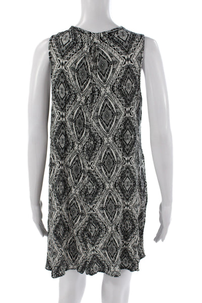 Vintage Havana Women Black Argyle V-Neck Shift Dress Sleeveless Rayon Size M