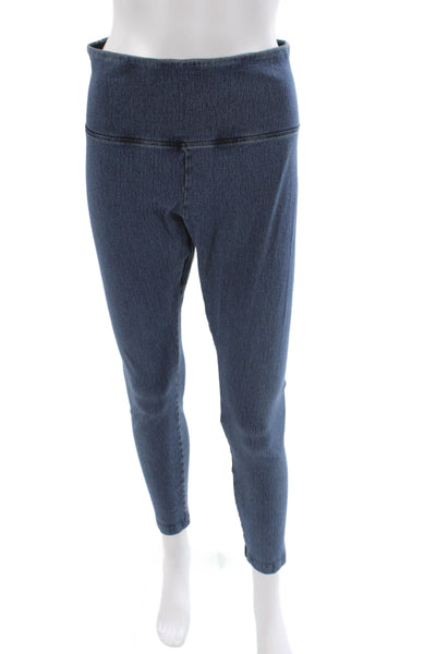Lysse Women Solid Blue Jeggings 95% Cotton Casual Size L