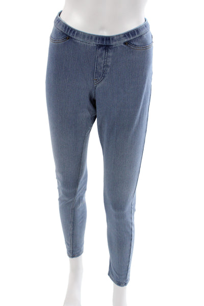 Hue Womens Solid Blue Cotton Jegging Casual Size L