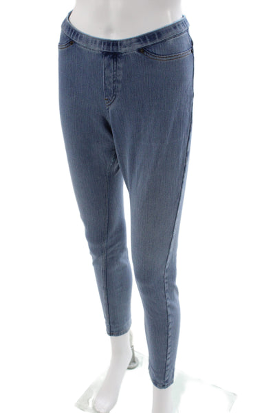 Hue Womens Solid Blue Cotton Jegging Casual Size L