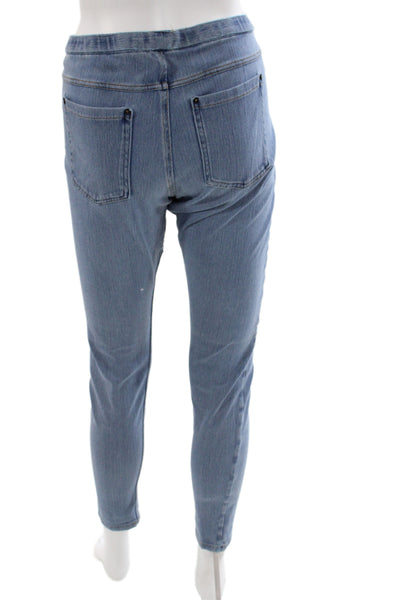 Hue Womens Solid Blue Cotton Jegging Casual Size L